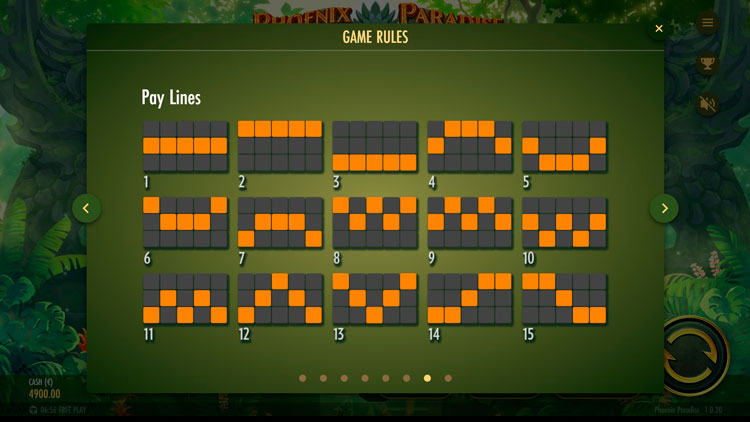 Paylines in Phoenix Paradise slot