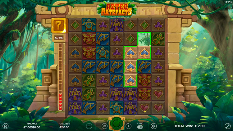 Winning combination in Aztec Artefacts slot machine